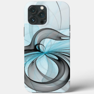 Case-Mate iPhone Case Art fractal moderne gris anthracite abstrait bleu