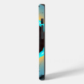 Coques Case-Mate iPhone Art fractal spirale abstrait bleu turquoise orange (Verso / Gauche)