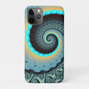 Case-Mate iPhone Case Art fractal spirale abstrait bleu turquoise orange