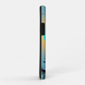 Coques Case-Mate iPhone Art fractal spirale abstrait bleu turquoise orange (Dos/Droite)