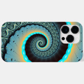 Coques Case-Mate iPhone Art fractal spirale abstrait bleu turquoise orange (Verso (horizontal))