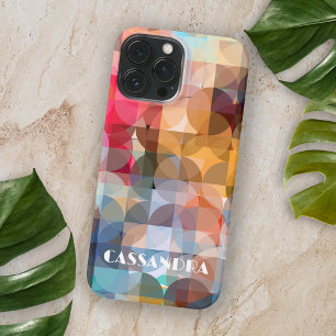 Coque iPhone 15 Pro Max Art Géométrique Abstrait Rétro Personnalisé Coloré