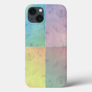 Etui iPhone 13 Art géométrique aquarelle carrés pastel coloré