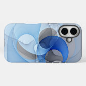 Coques Case-Mate iPhone Art graphique fractal abstrait bleu gris moderne (Verso (horizontal))
