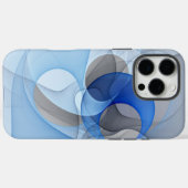 Coques Case-Mate iPhone Art graphique fractal abstrait bleu gris moderne (Verso (horizontal))
