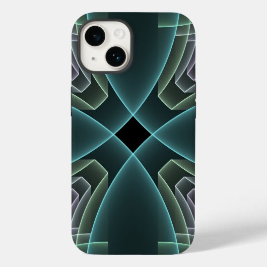 Coques Case-Mate iPhone Art graphique géométrique fractal sarcelle moderne (Verso)