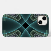 Coques Case-Mate iPhone Art graphique géométrique fractal sarcelle moderne (Verso (horizontal))