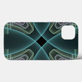 Coques Case-Mate iPhone Art graphique géométrique fractal sarcelle moderne (Verso (horizontal))