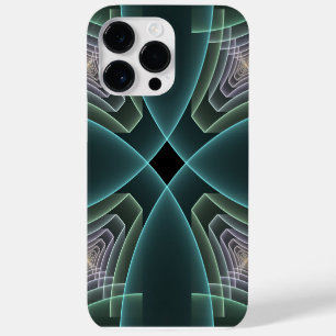 Coque Pour Pour iPhone 14 Pro Max Art graphique géométrique fractale sarcelle modern