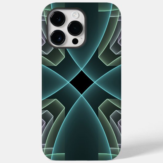 Coques Case-Mate iPhone Art graphique géométrique fractale sarcelle modern (Verso)