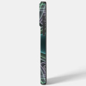 Coques Case-Mate iPhone Art graphique géométrique fractale sarcelle modern (Verso / Gauche)