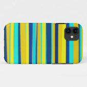 Coques Case-Mate iPhone Art graphique rayé jaune et bleu (Dos (Horizontal))