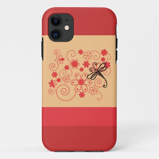 Coques Case-Mate iPhone Art libellule fleurie (Dos)