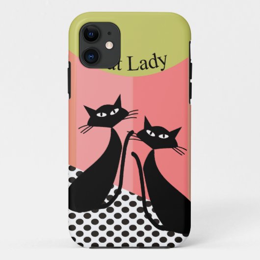 Coques Case-Mate iPhone Art lunatique de chat noir (Dos)