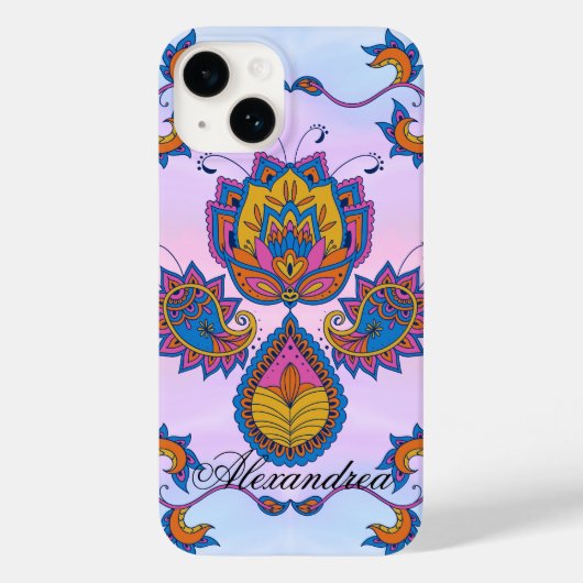 Coques Case-Mate iPhone Art Mehndi Floral, Bliss Bleus (Verso)