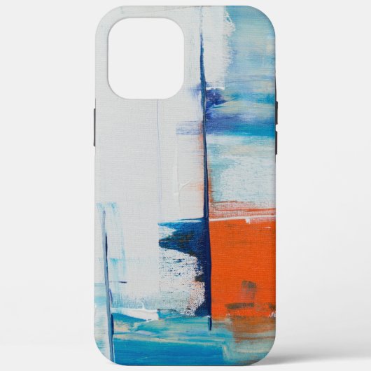 Coques Case-Mate iPhone Art Moderne Bleu et Orange Abstrait (Verso)