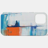 Coques Case-Mate iPhone Art Moderne Bleu et Orange Abstrait (Verso (horizontal))