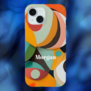 Coque Pour iPhone 15 Art moderne du milieu du XXe siècle, nom, géométri