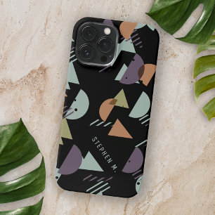 Coque iPhone 15 Pro Max Art Mosaïque Personnalisé Violet Marron Vert Orang