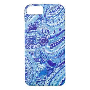 Coque iPhone 7 Art motif de style Royal Blue et White Ming