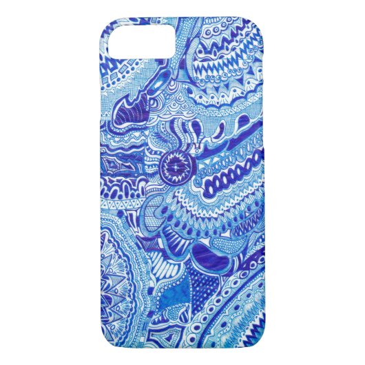 Coques Case-Mate iPhone Art motif de style Royal Blue et White Ming (Dos)