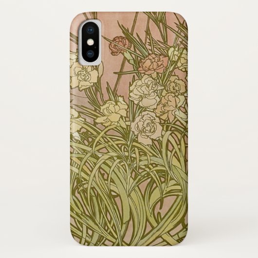 Coques Case-Mate iPhone Art Nouveau Alphonse Mucha Fleurs de carnation flo (Dos)