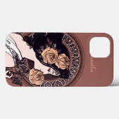 Coques Case-Mate iPhone Art nouveau brun orange (Verso (horizontal))