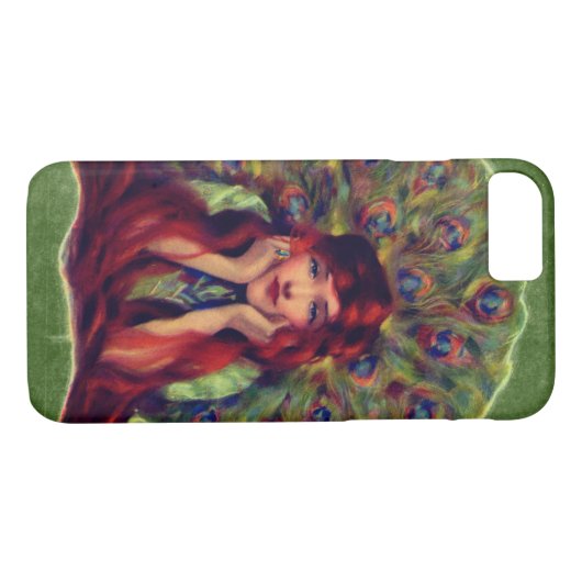 Coques Case-Mate iPhone Art nouveau déco élégante femme paon plumes (Dos (Horizontal))