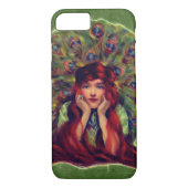 Coques Case-Mate iPhone Art nouveau déco élégante femme paon plumes (Dos)