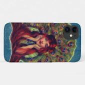 Coques Case-Mate iPhone Art nouveau déco élégante femme paon plumes (Dos (Horizontal))
