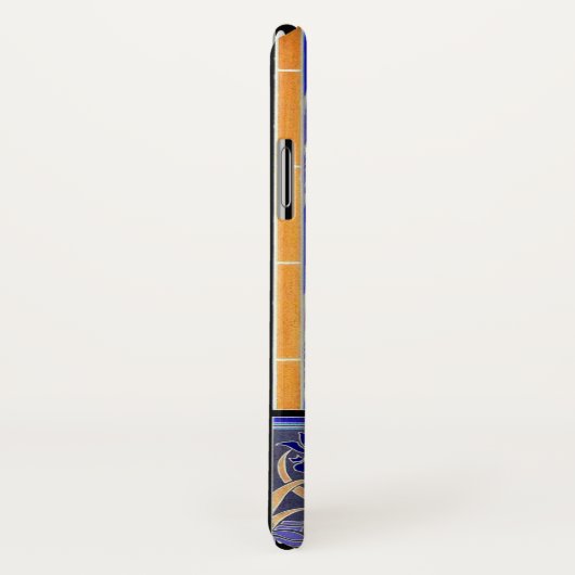 Coques Case-Mate iPhone Art nouveau iris fleur élégante bleu verneuil (Dos/Droite)