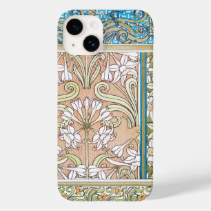 Coque Pour iPhone 14 Art nouveau jonquille Verneui textile floral art