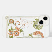Coques Case-Mate iPhone Art nouveau Mucha floral abstrait art pêches vert (Verso (horizontal))