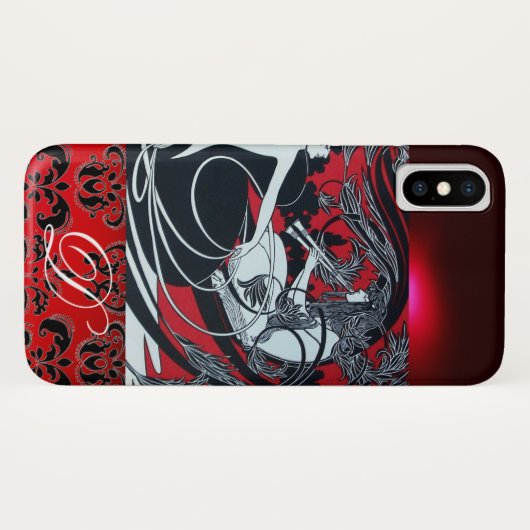 COQUES Case-Mate iPhone ART NOUVEAU PAN, ROUGE BLACÉ BLANC DOMMASQUE MONOG (Dos (Horizontal))