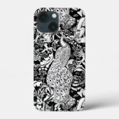 Coques Case-Mate iPhone Art Nouveau Peacock Print, noir et blanc (Verso)