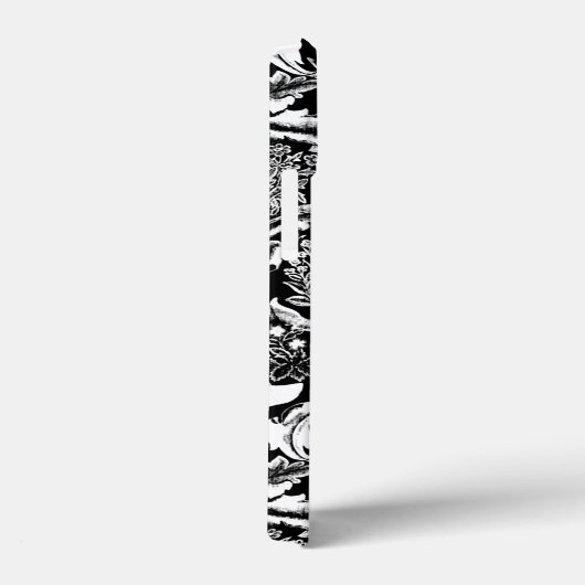 Coques Case-Mate iPhone Art Nouveau Peacock Print, noir et blanc (Verso / Droite)