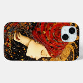 Coques Case-Mate iPhone Art Nouveau Rouge Or Mosaïque cosmique Personnalis (Verso (horizontal))