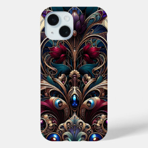 Coque Pour iPhone 15 Art Nouveau Teinte de Bijou Floral Vintage Glam