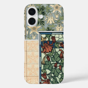 Coques iPhone 16 Art Nouveau vintage, fleurs d'Aquilegia Columbine