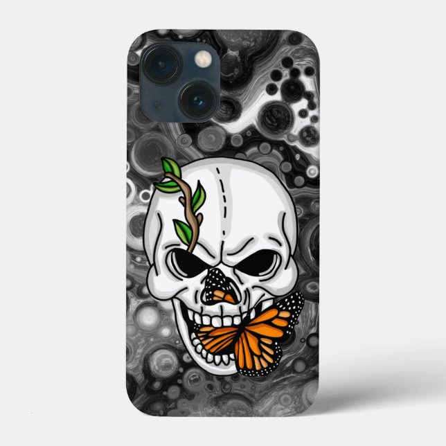 Coques Case-Mate iPhone Art numérique crâne et papillon (Verso)
