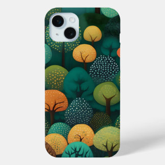Coque iPhone 15 Mini Art numérique des mignons arbres