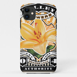 Coque iPhone 11 Art orange vintage de timbre de Lilly