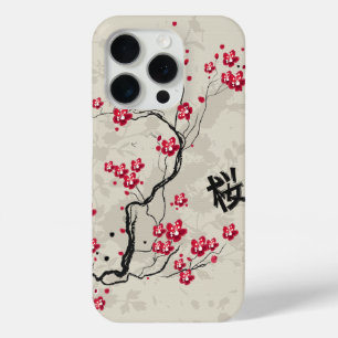 Coque iPhone 15 Pro Art oriental de fleurs de cerisier de Sakura de