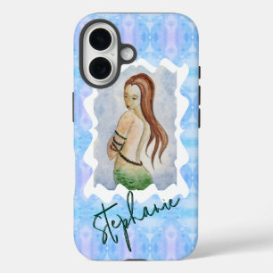 Coques iPhone 16 Art original aquarelle de sirène personnalisé