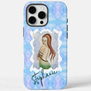 Coques iPhone 16 Pro Max Art original aquarelle de sirène personnalisé