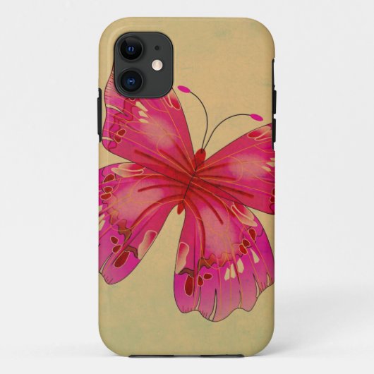 Coques Case-Mate iPhone Art papillon vintage rose (Dos)