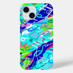 Coque Pour iPhone 15 Art pop bleu et vert