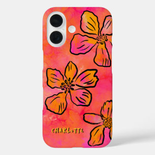 Coques iPhone 16 Art Pop Floral Rose Personnalisé