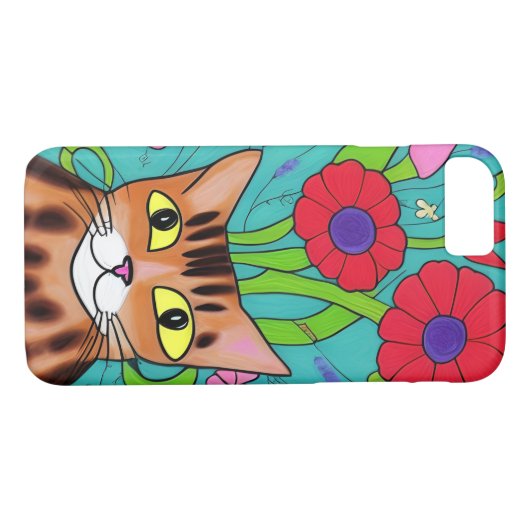 Coques Case-Mate iPhone Art populaire Chat et Fleurs Whimsical (Dos (Horizontal))