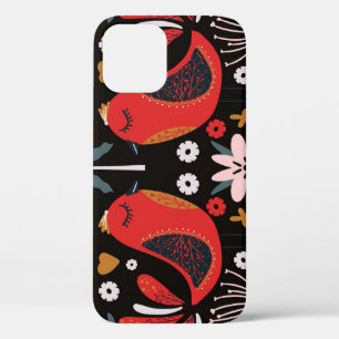 Case-Mate iPhone Case Art populaire scandinave : Oiseaux colorés.